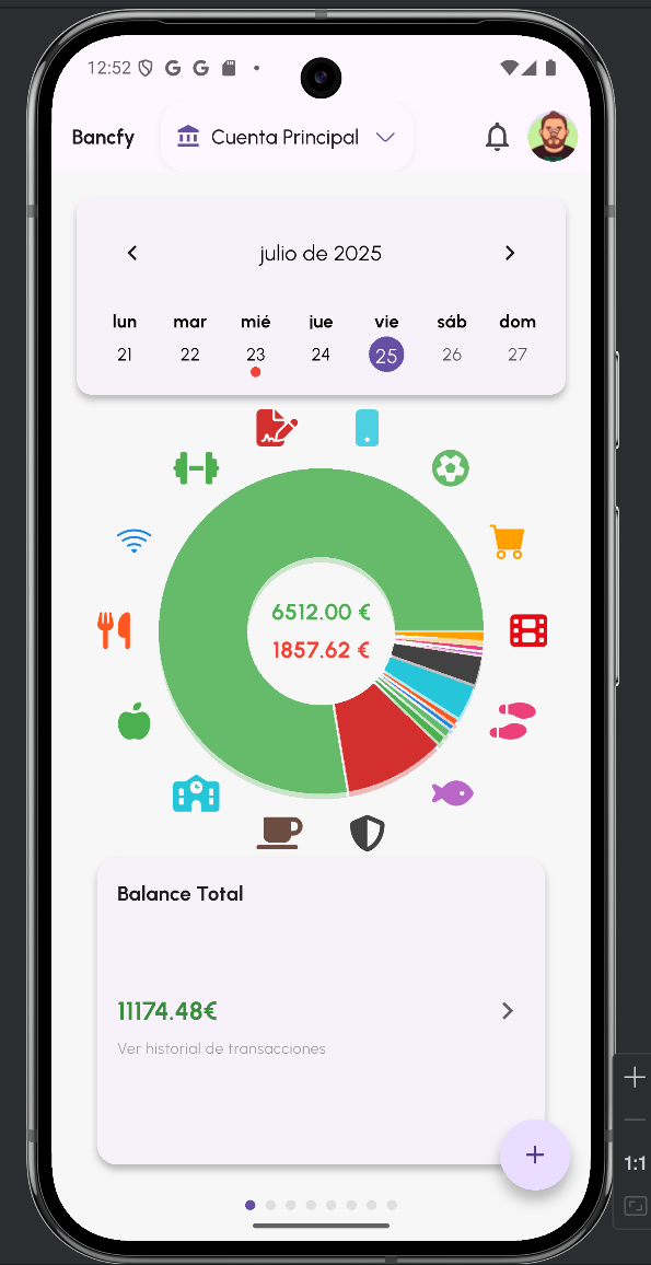 Captura de pantalla de la app Bancfy mostrando metas de ahorro